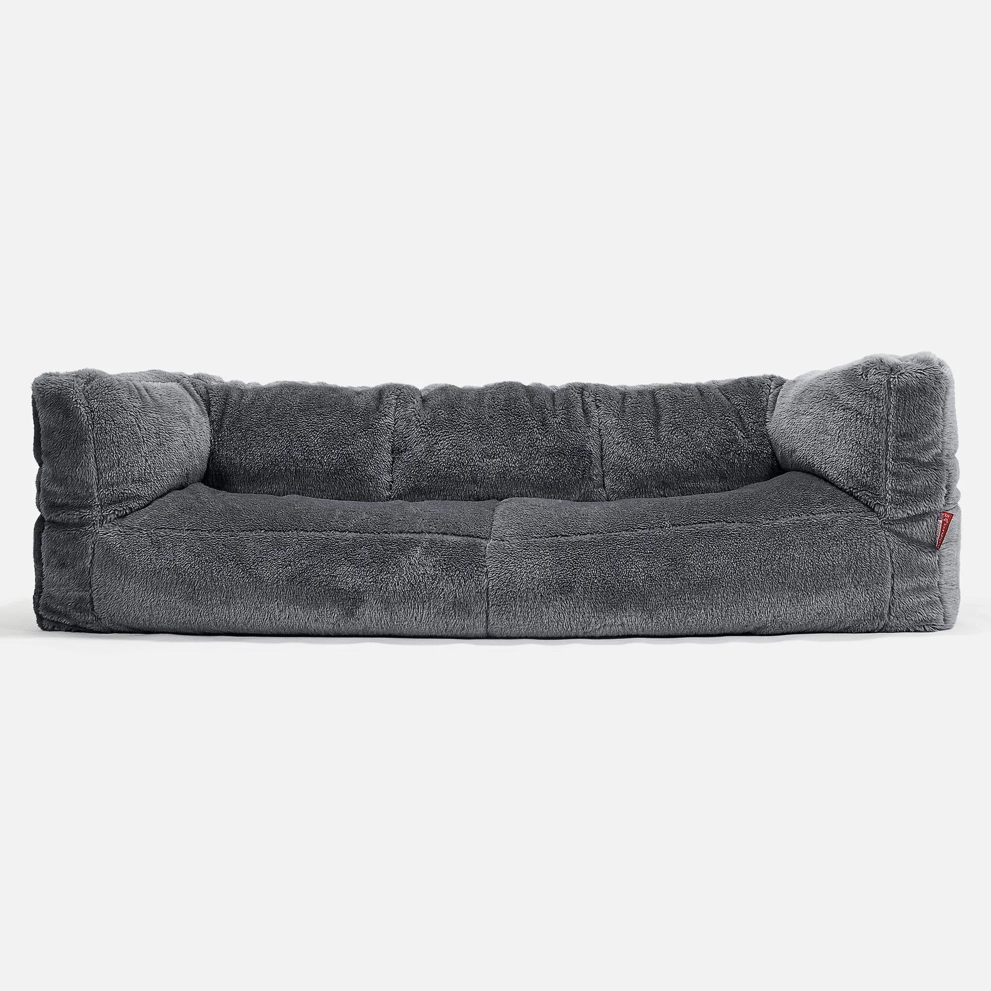 The 3 Seater Albert Sofa Bean Bag - Teddy Faux Fur Dark Grey