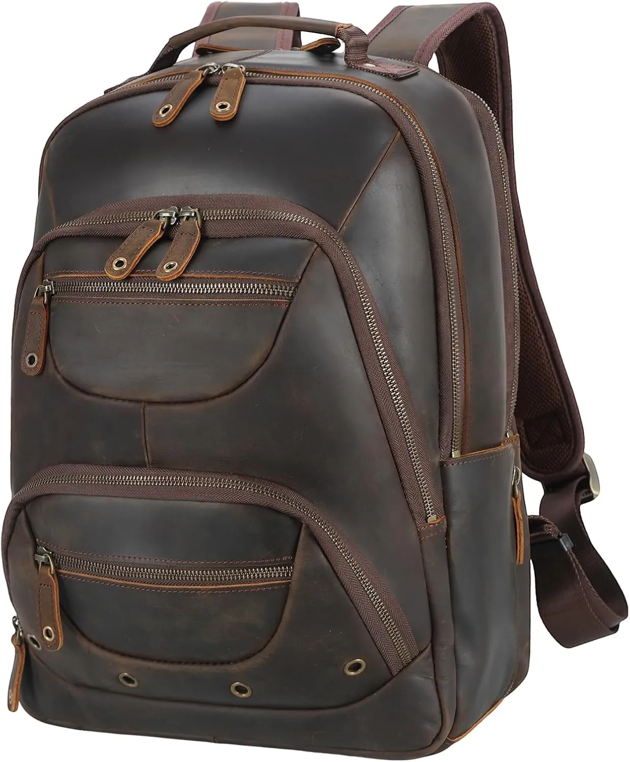 TIDING Vintage Leather Backpack for Men 16" Laptop Bag Casual Daypack Business 19L Travel Rucksack