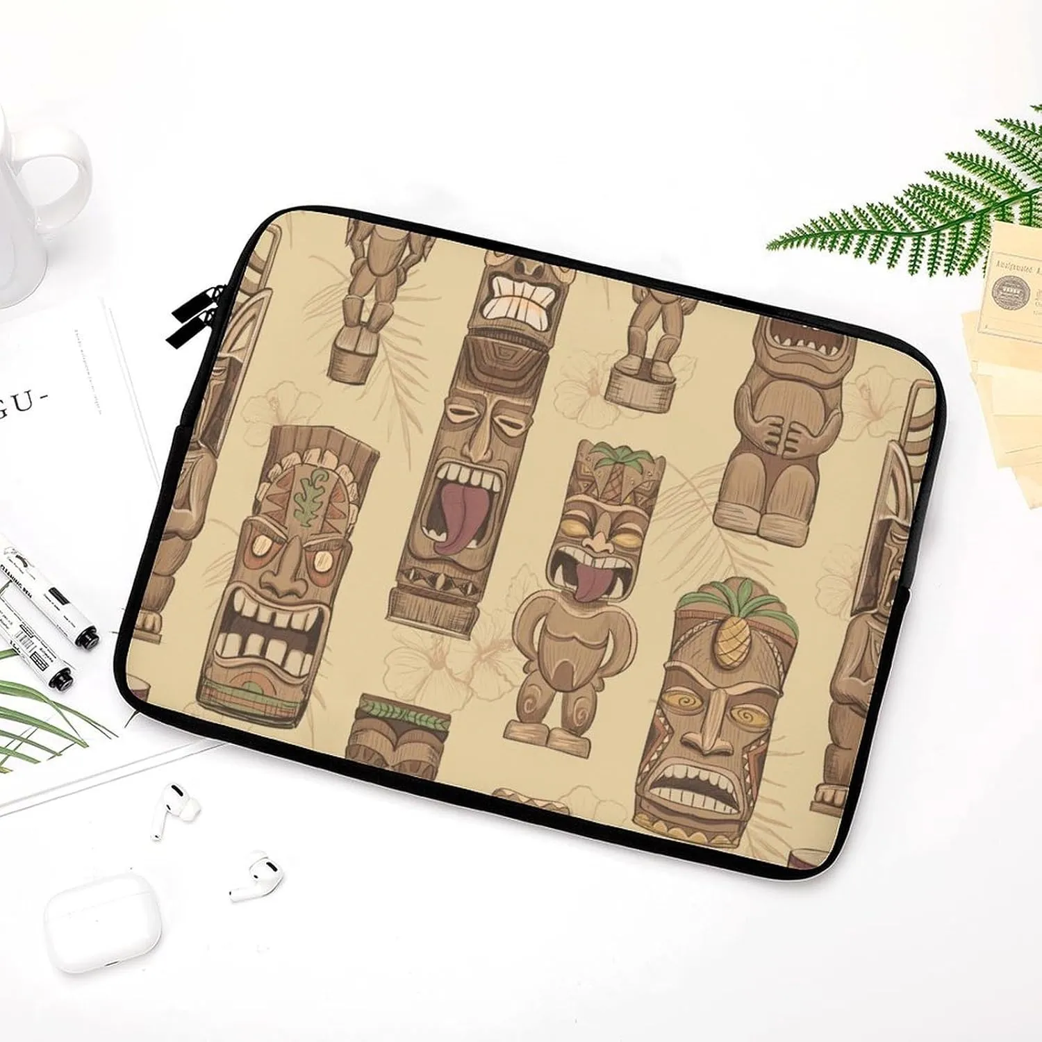 Tiki Totem Masks Personalized Laptop Bag Business Casual Laptop Case Slim Computer Bag Briefcase