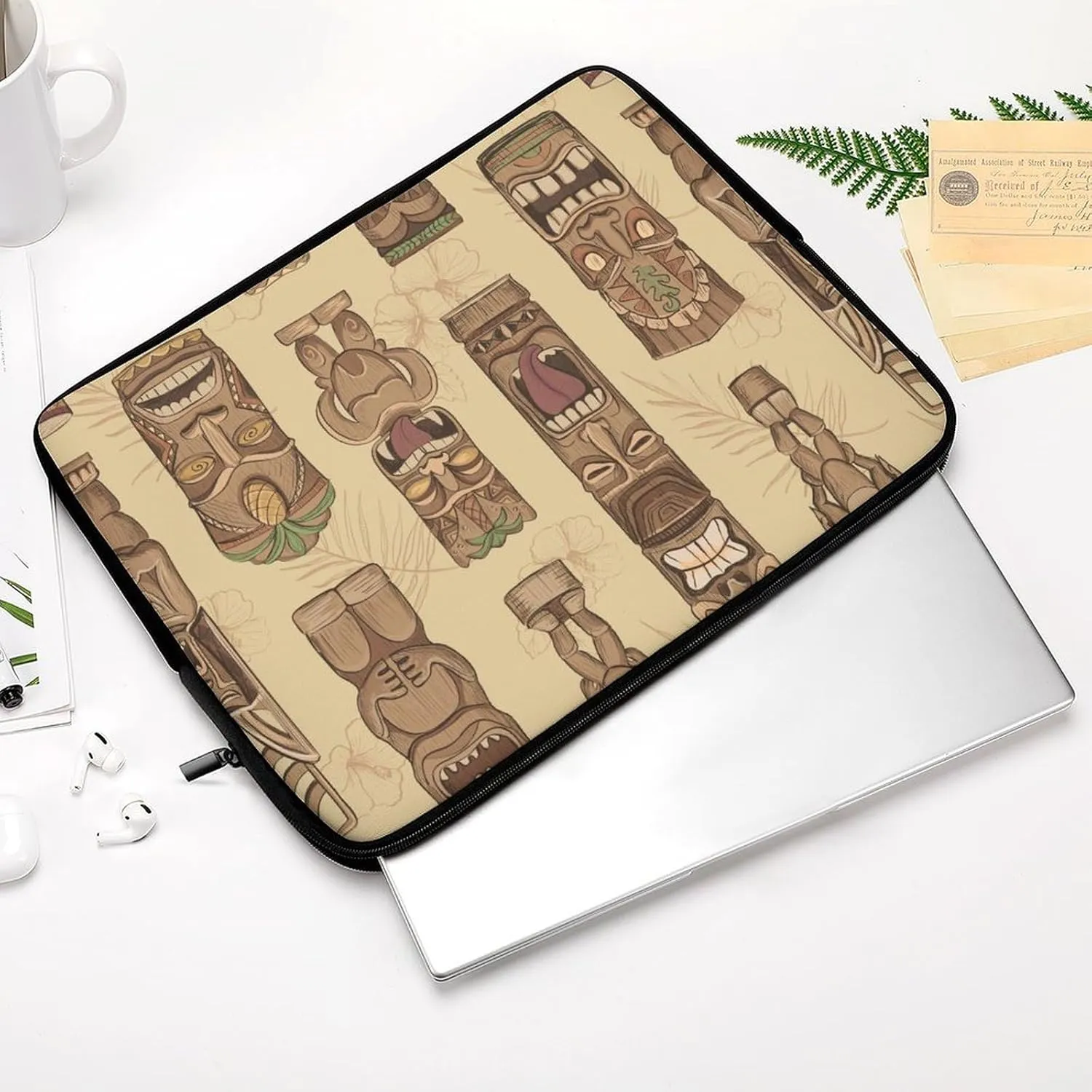 Tiki Totem Masks Personalized Laptop Bag Business Casual Laptop Case Slim Computer Bag Briefcase