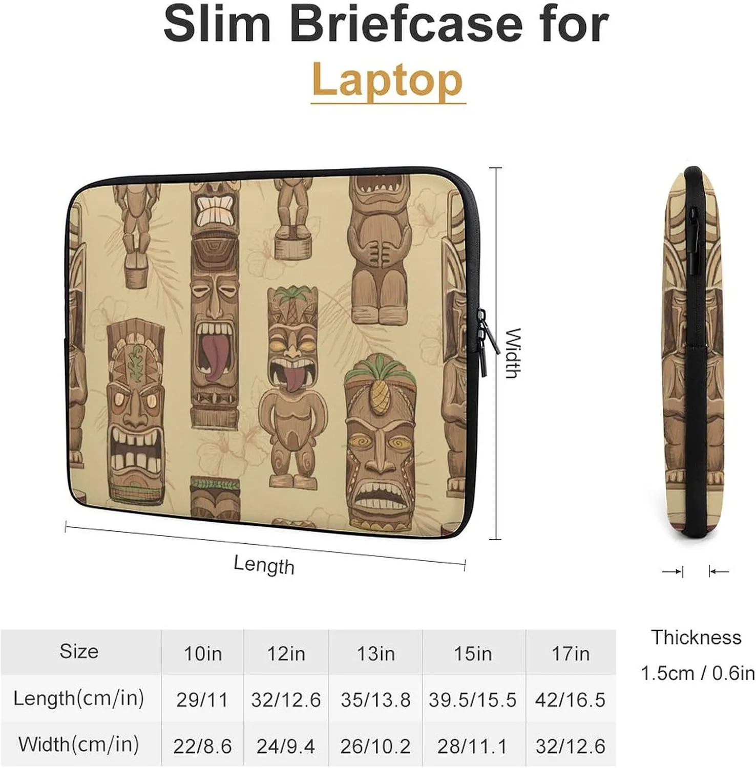 Tiki Totem Masks Personalized Laptop Bag Business Casual Laptop Case Slim Computer Bag Briefcase