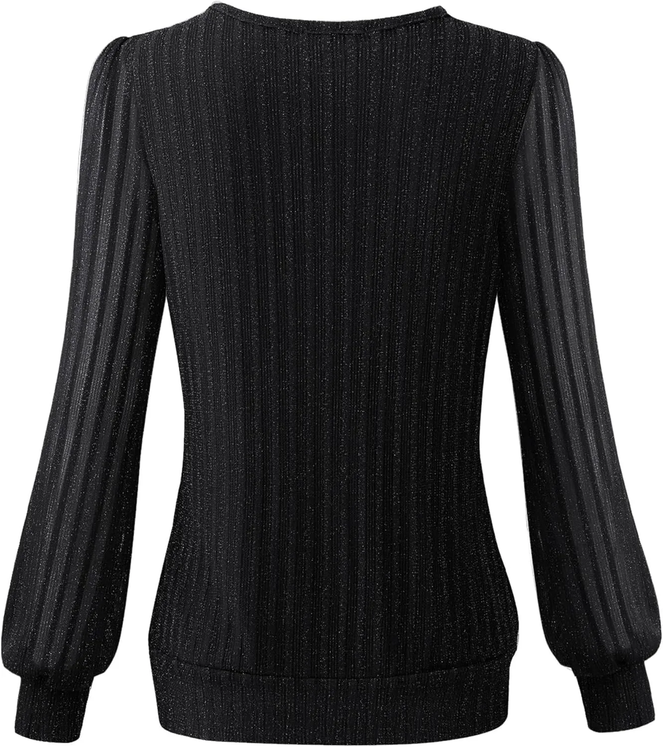 Timeson Women's Long Sleeve Scoop Neck Pleated Front Fitted Blouse Tops