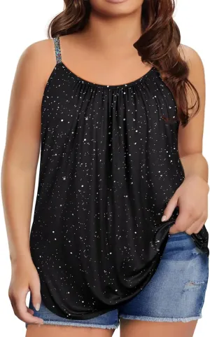 TIYOMI Plus Size Tank Tops for Women Adjustable Strap Cami Buttons V Neck Vest Holiday Suspenders Summer Camisole XL-5XL