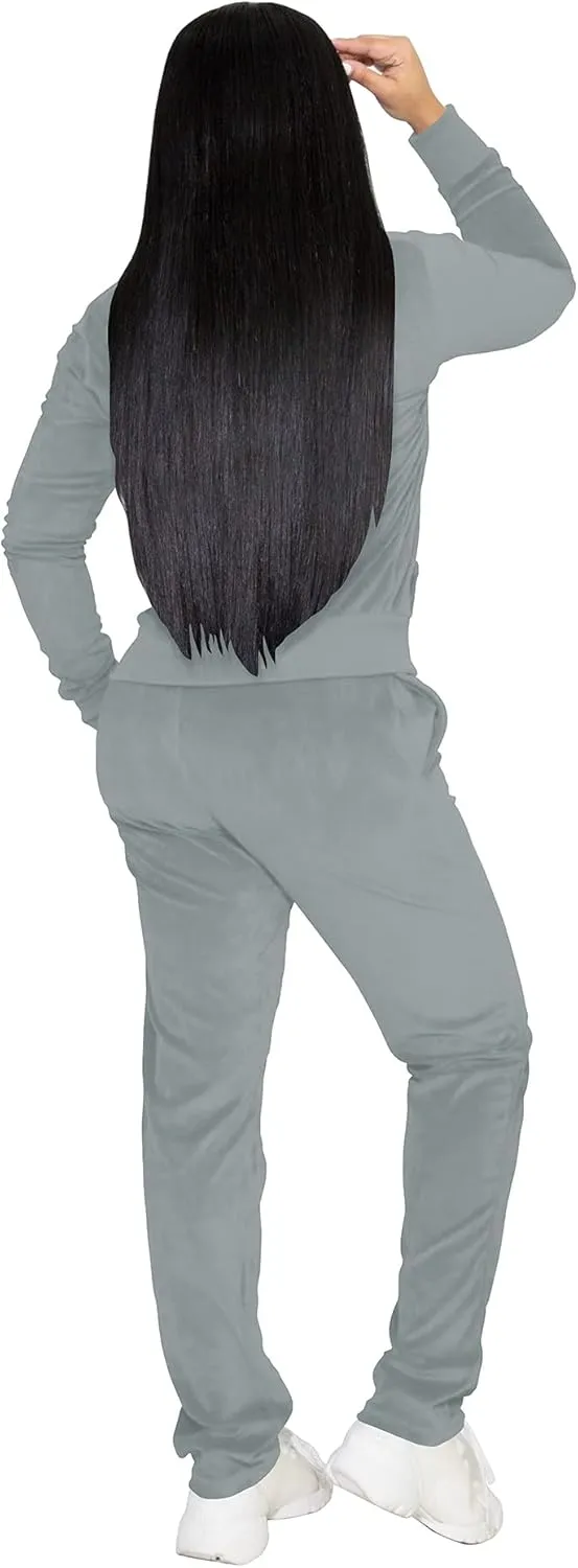 TOPSRANI Womens Velour Sweatsuits Velvet Tracksuit 2 Piece Outfits Casual Jogging Sweat Suits Matching Jogger Pants Set
