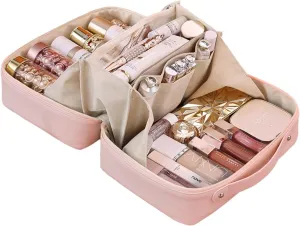 Travel Makeup Bag, Portable Cosmetic Organizer for Women, Waterproof with Multi-Compartment Design, for Toiletries, Brushes, Travel Essentials