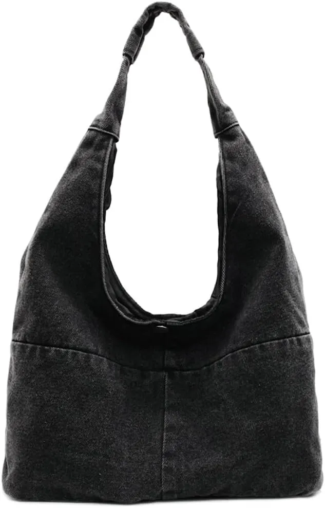 Trendy Shoulder Bag For Women Simple Hobo Bags Denim Underarm Handbag For Work Casual Large Tote Purse Travel Purses 2025