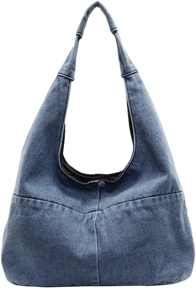 Trendy Shoulder Bag For Women Simple Hobo Bags Denim Underarm Handbag For Work Casual Large Tote Purse Travel Purses 2025