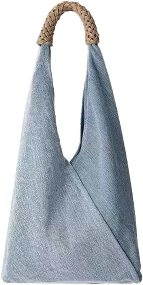 Trendy Shoulder Bag For Women Simple Hobo Bags Denim Underarm Handbag For Work Casual Tote Bag Satchel Purse Travel Purses