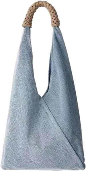 Trendy Shoulder Bag For Women Simple Hobo Bags Denim Underarm Handbag For Work Casual Tote Bag Satchel Purse Travel Purses