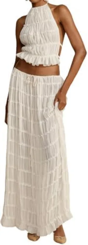 Two Piece Maxi Skirt Sets for Women Backless Halter Beach Lace Up Sleeveless Tank Top Long Skirt Summer Beach Outfits