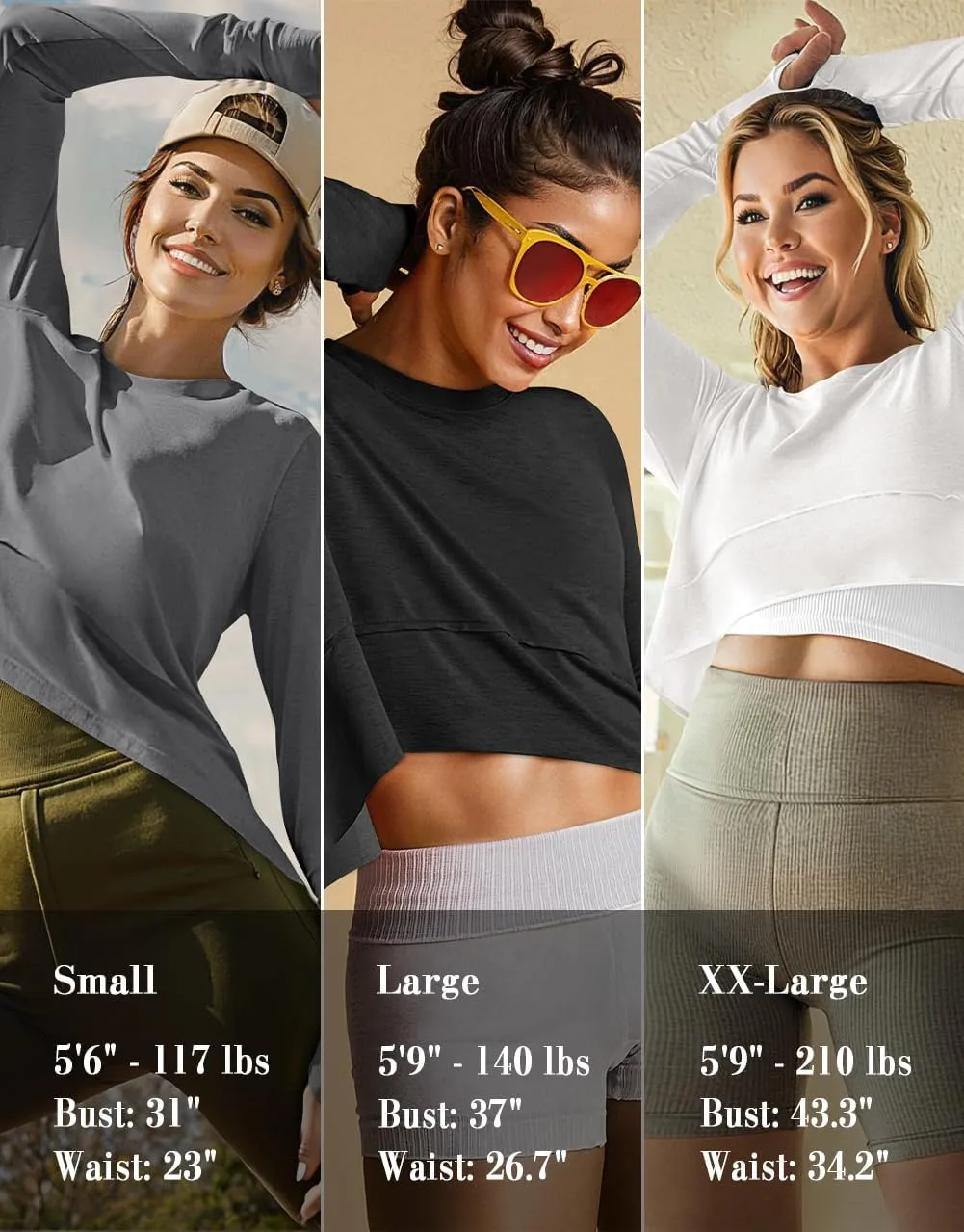 UEU Women's Crop Tops for Yoga Workout Athletic, Ice Cool Feeling Long Sleeves Shirts, Flowy Split Side Slit Oversized