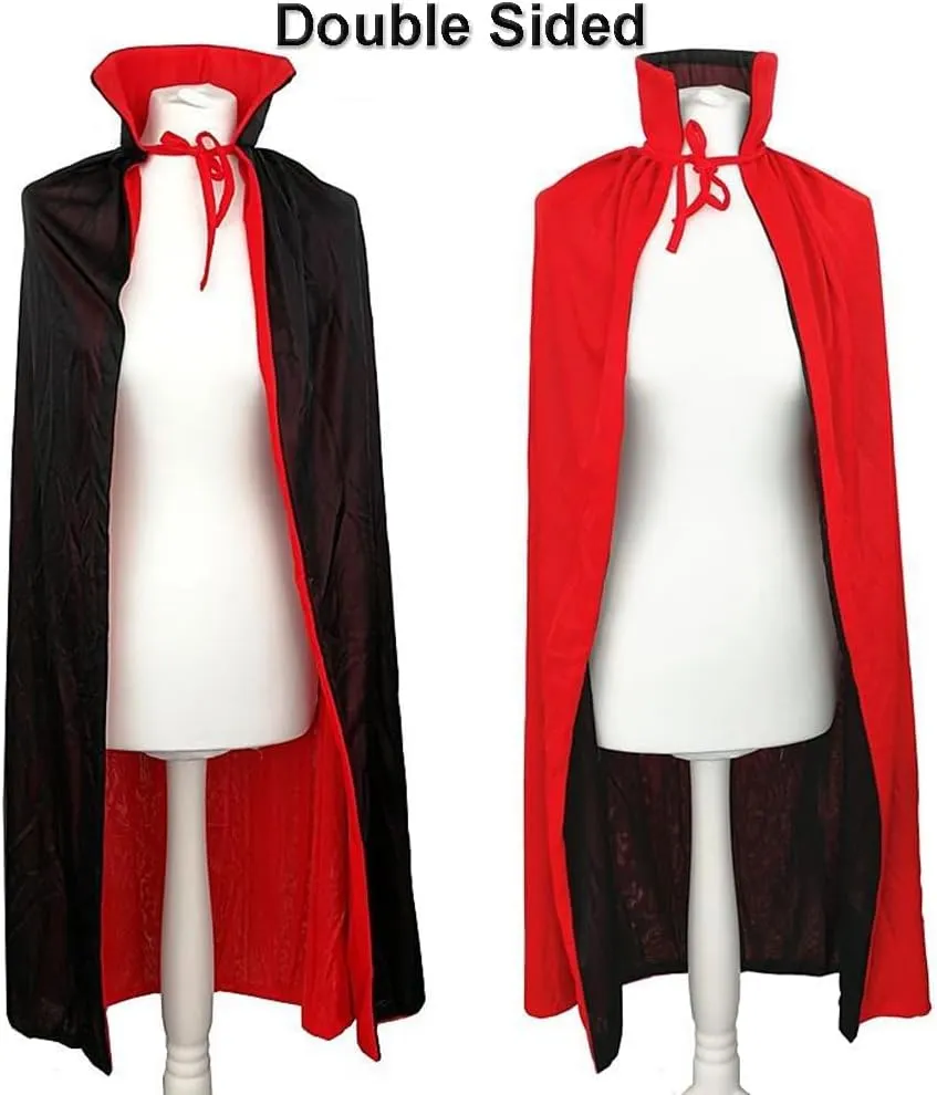 Unisex Halloween Cape Vampire Cloak Witch Robes Reversible Hooded with Masks for Party Cosplay Costumes
