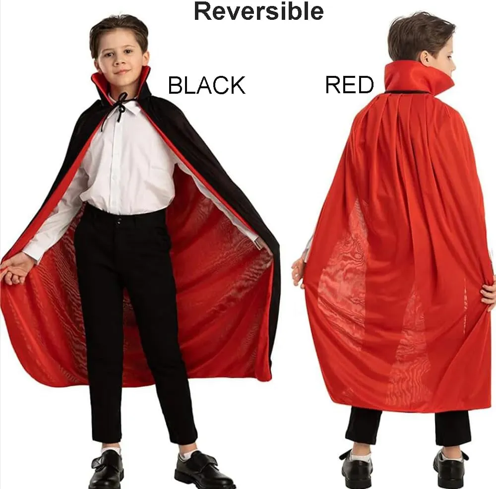 Unisex Halloween Cape Vampire Cloak Witch Robes Reversible Hooded with Masks for Party Cosplay Costumes