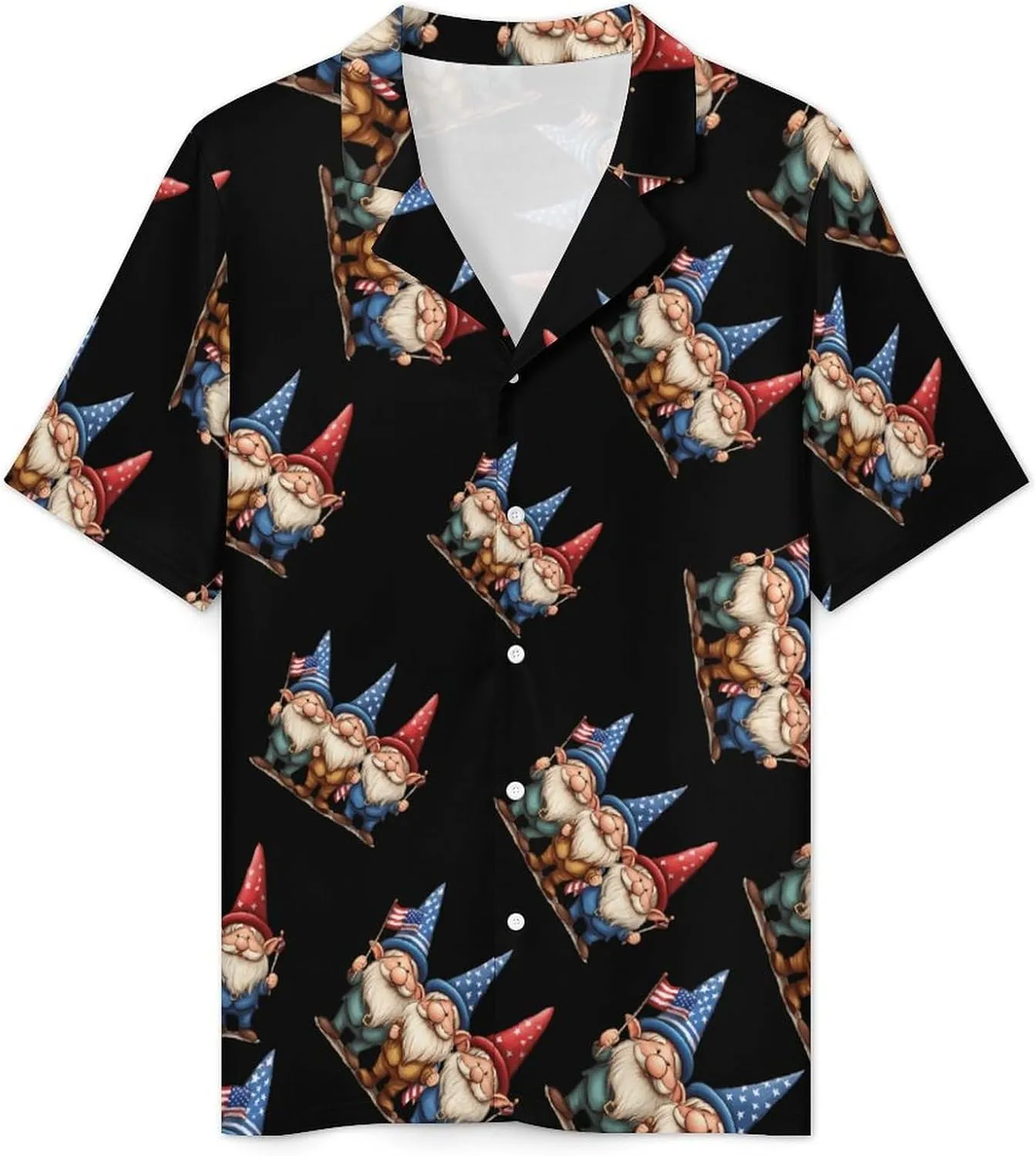 U.S Flag Gnomes Mens Pajamas Set Short Sleeve Shirt And Shorts Sleepwear PJ Sets Loungewear
