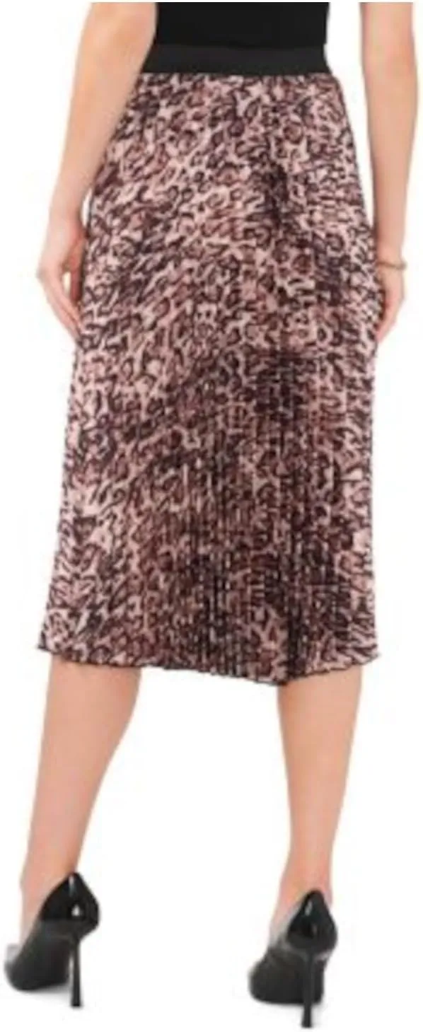 Vince Camuto Womens Animal Print Midi Pleated Skirt