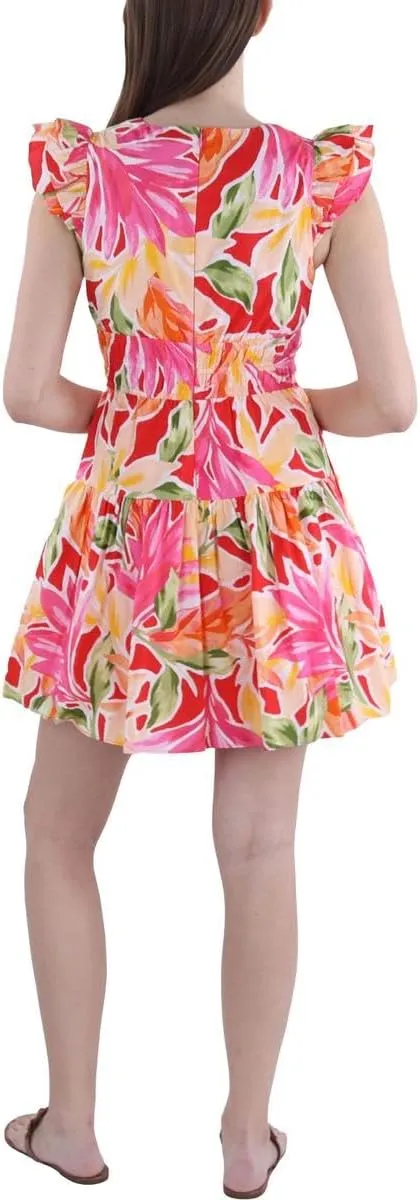 Vince Camuto Womens Floral Print Short Mini Dress