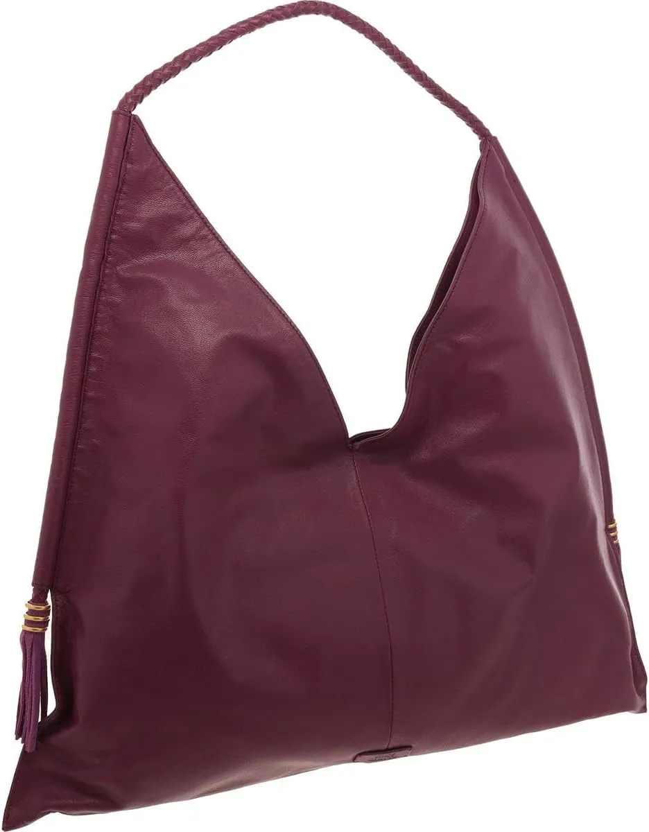 Vince Camuto Womens Liann Tassel Leather Hobo Handbag