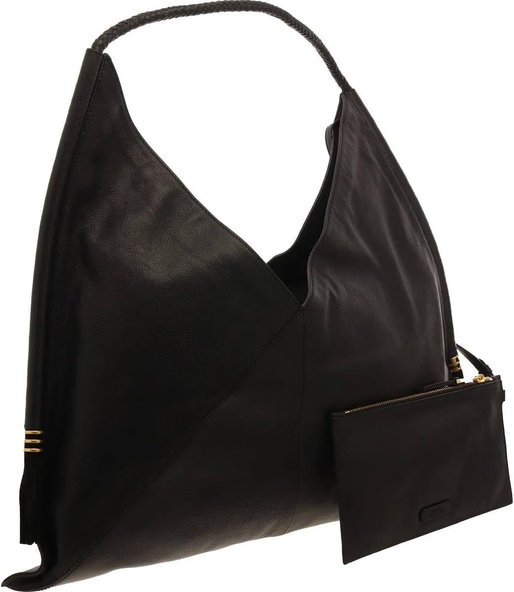 Vince Camuto Womens Liann Tassel Leather Hobo Handbag