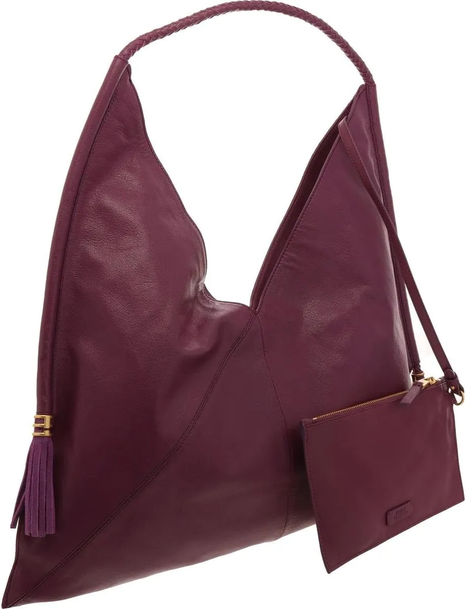 Vince Camuto Womens Liann Tassel Leather Hobo Handbag