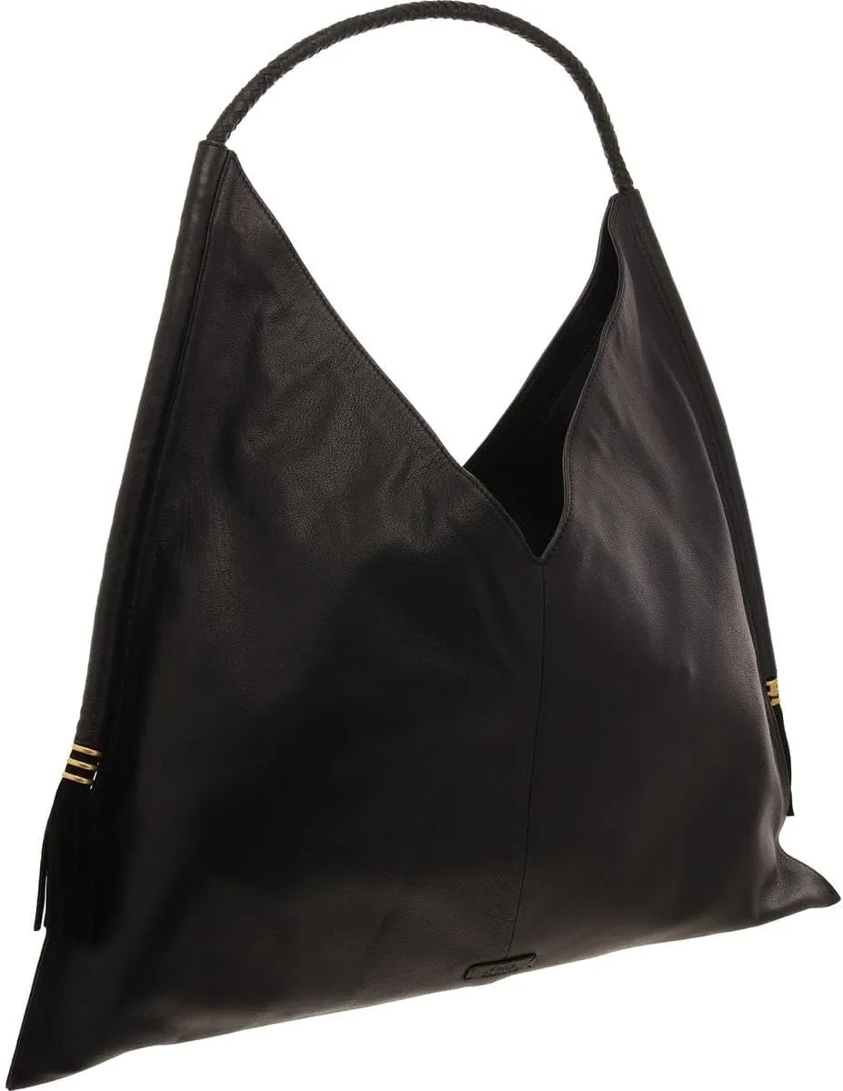 Vince Camuto Womens Liann Tassel Leather Hobo Handbag