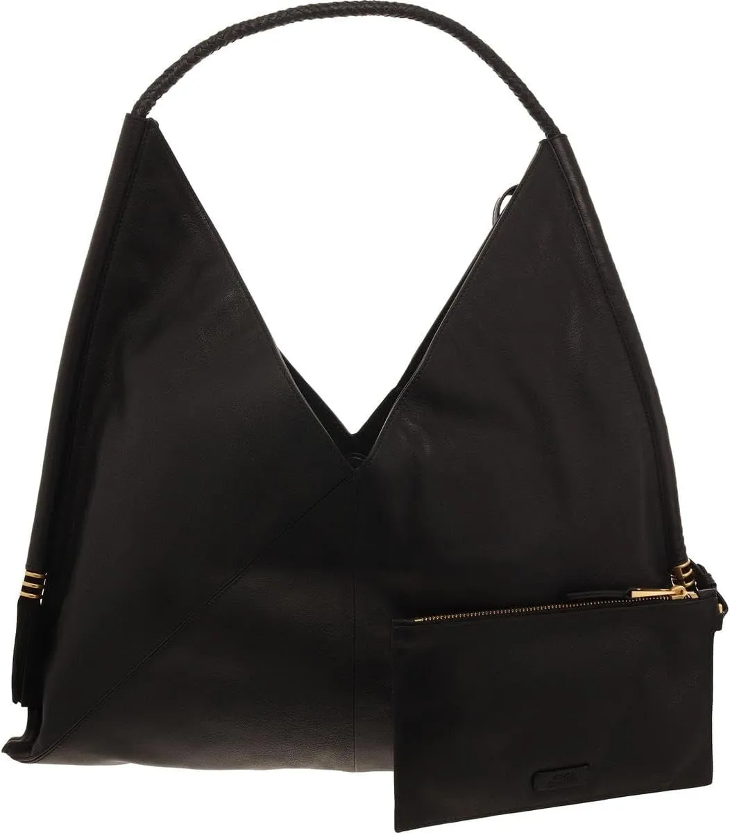 Vince Camuto Womens Liann Tassel Leather Hobo Handbag