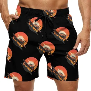Vintage Airplane Men's Swim Trunks Quick Dry Board Shorts Breathable Summer Beach Shorts Bathing Suits