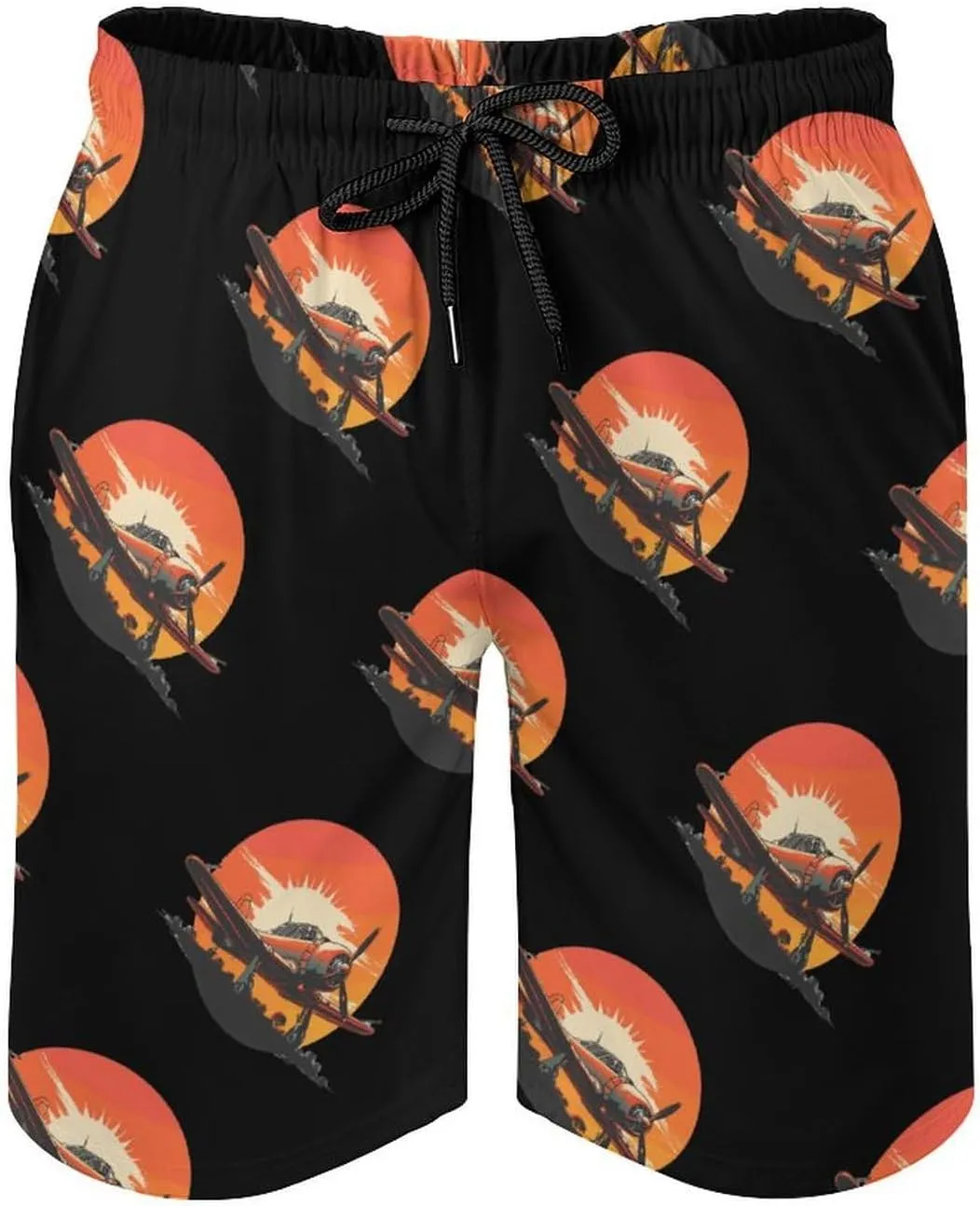 Vintage Airplane Men's Swim Trunks Quick Dry Board Shorts Breathable Summer Beach Shorts Bathing Suits