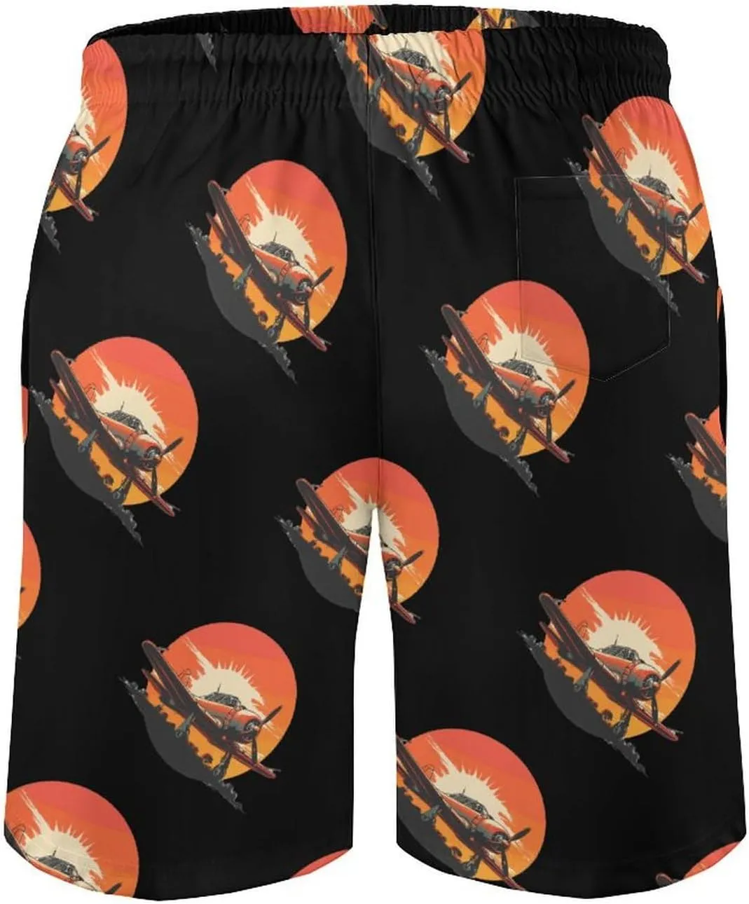 Vintage Airplane Men's Swim Trunks Quick Dry Board Shorts Breathable Summer Beach Shorts Bathing Suits