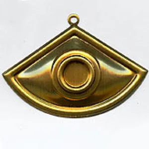 Vintage brass fan-shaped pendant with setting for 6-7mm stone. Pkg of 1. b9-0895(e)