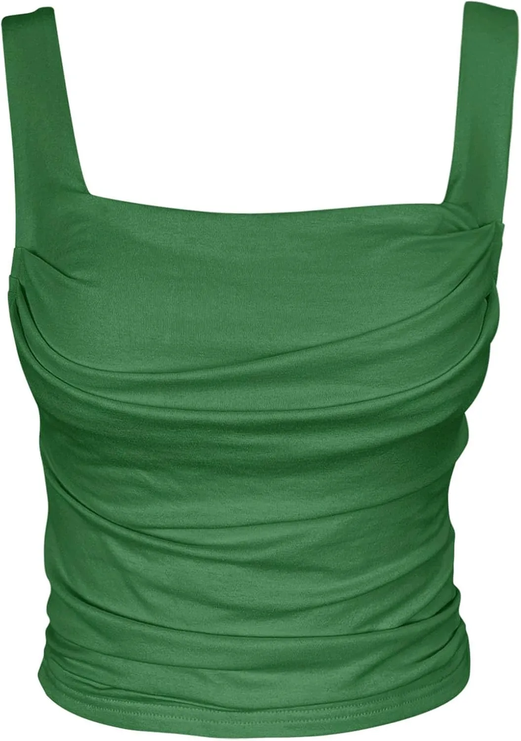 Vivitulip Womens Sleeveless Square Neck Strappy Tank Top Sexy Ruched Backless Going Out Crop Camisole Tops