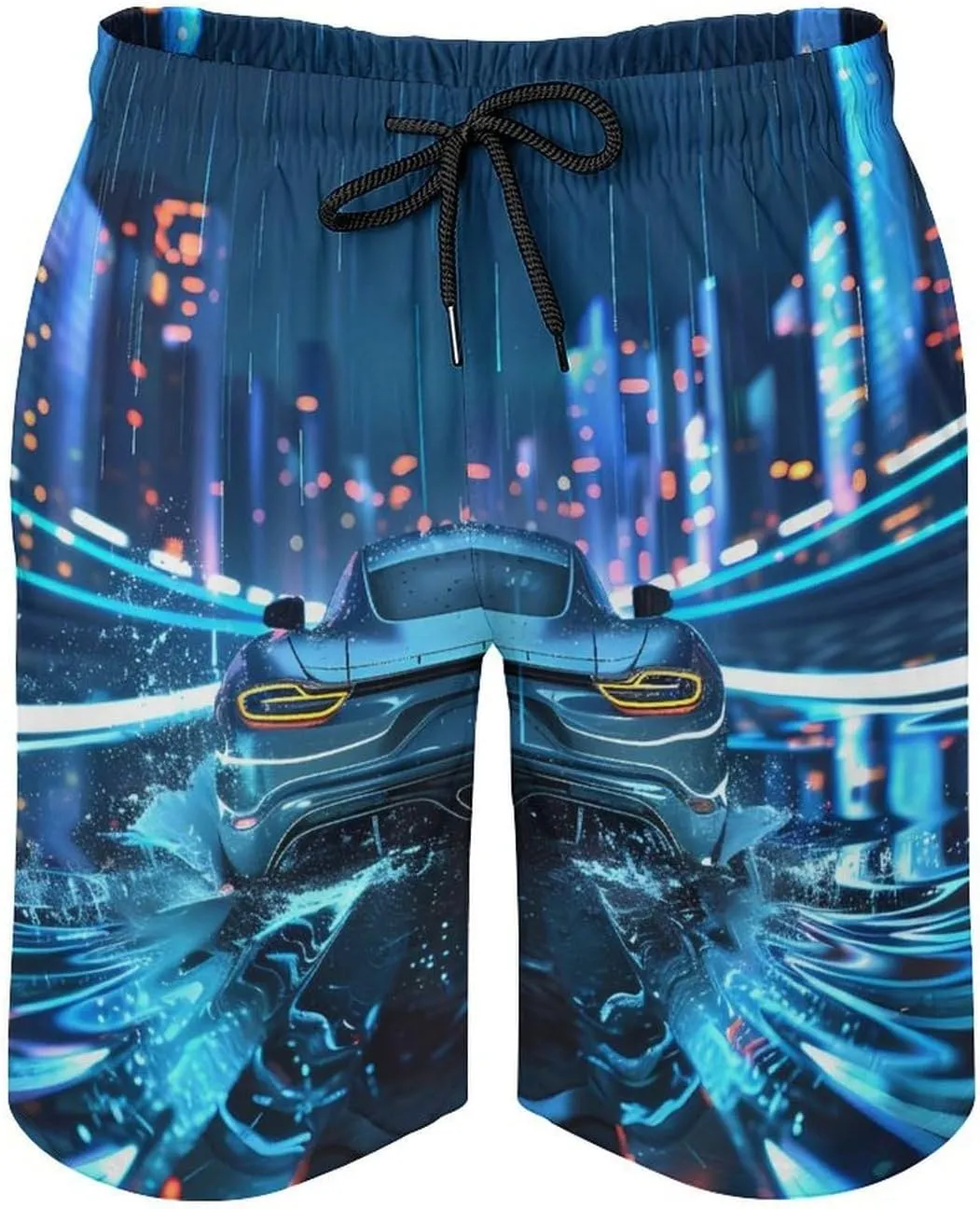 Water Droplets Cool Sport Car Men's Swim Trunks Quick Dry Board Shorts Breathable Summer Beach Shorts Bathing Suits