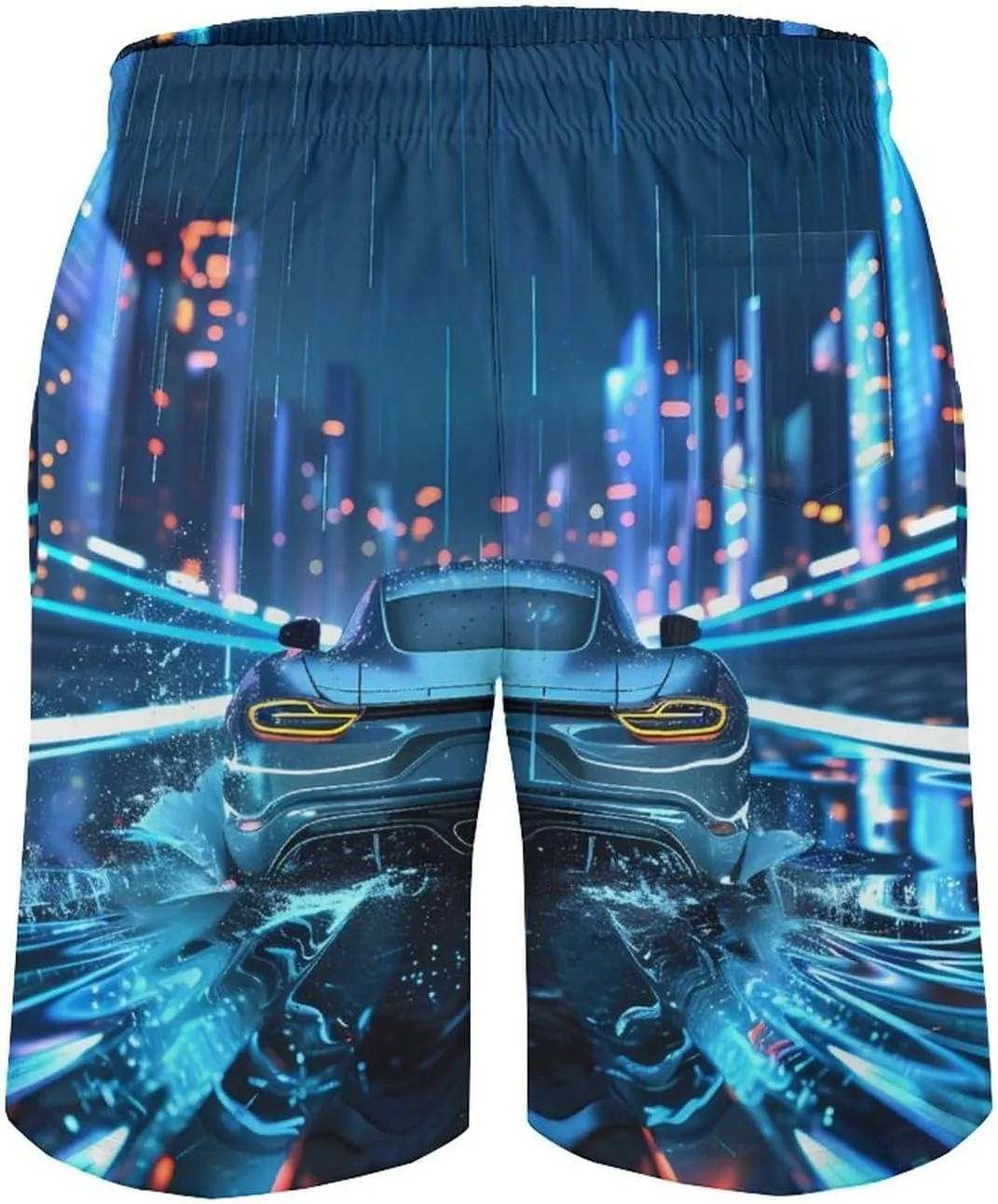 Water Droplets Cool Sport Car Men's Swim Trunks Quick Dry Board Shorts Breathable Summer Beach Shorts Bathing Suits