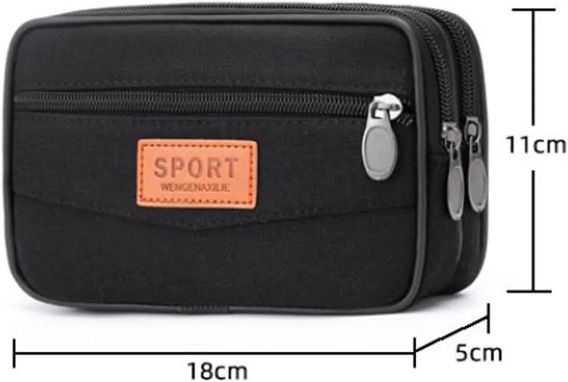 Weiy Cell Phone Belt Pouch Double Zipper Phone Holster Pouch Case Canvas Mini Travel Cross Body Purse for Men Women,Khaki