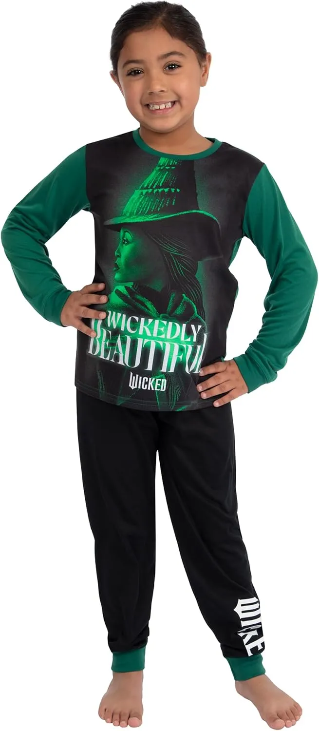 wicked Pajamas | Elphaba Girls Pajama Set | Girls Pjs | Long Sleeve Pajamas