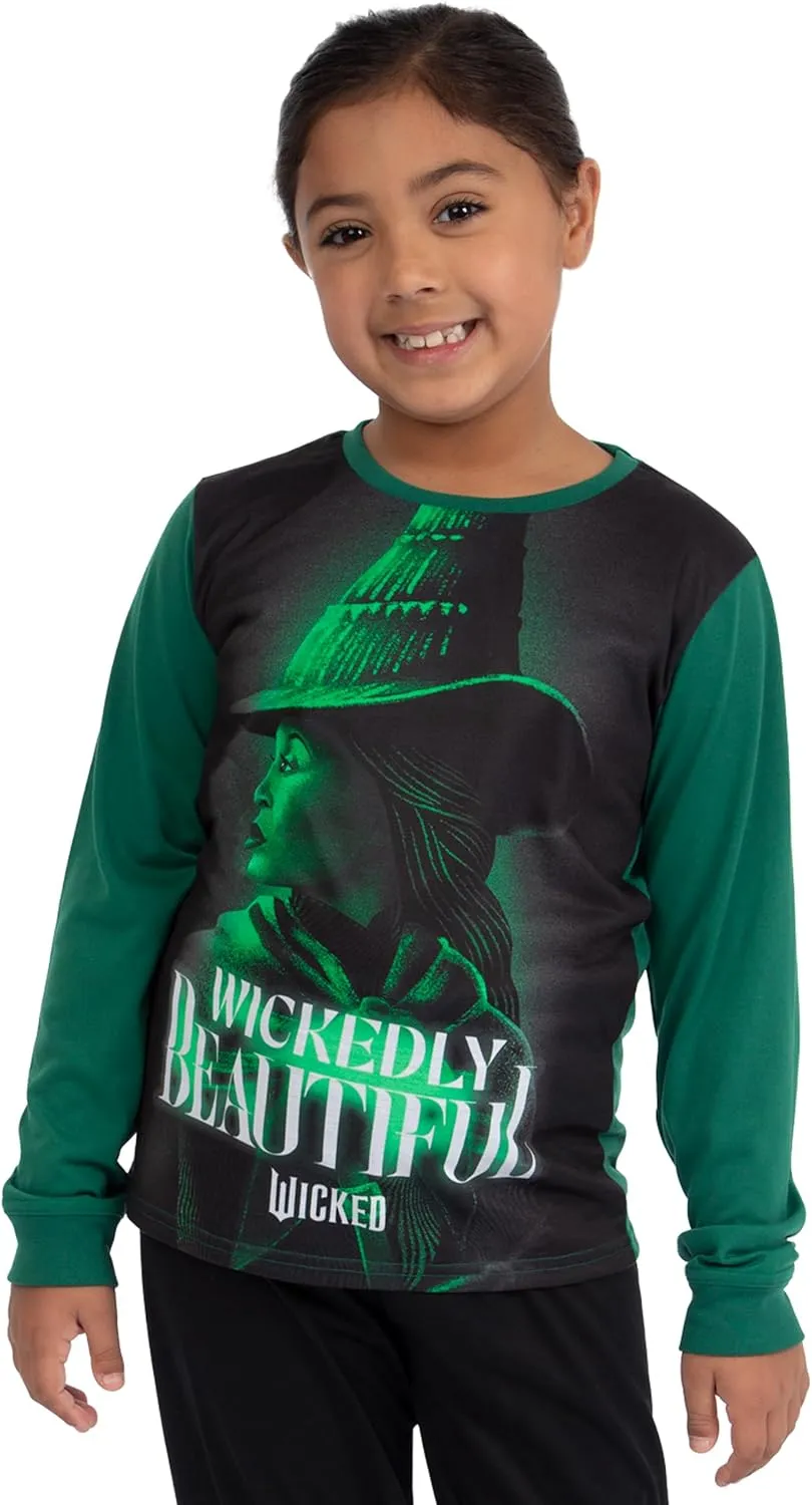 wicked Pajamas | Elphaba Girls Pajama Set | Girls Pjs | Long Sleeve Pajamas