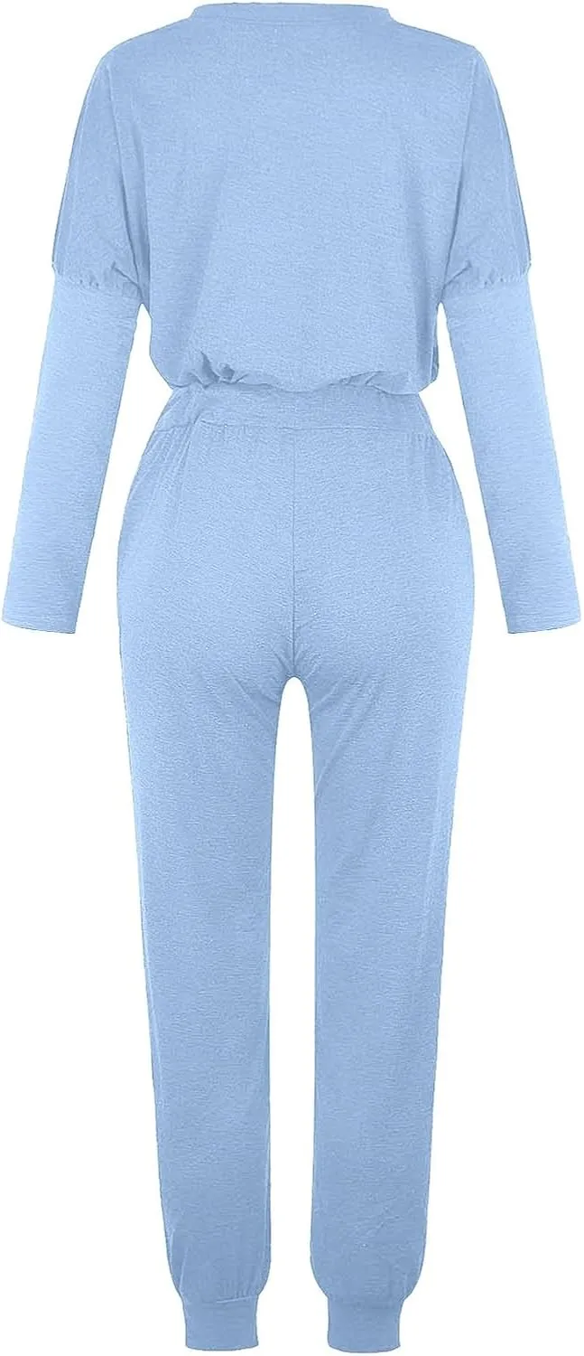 Women 2 Piece Outfits Sweatsuit Oversized Pullover Tops And Long Pants Tracksuit Sweatsuits With Sweatpants