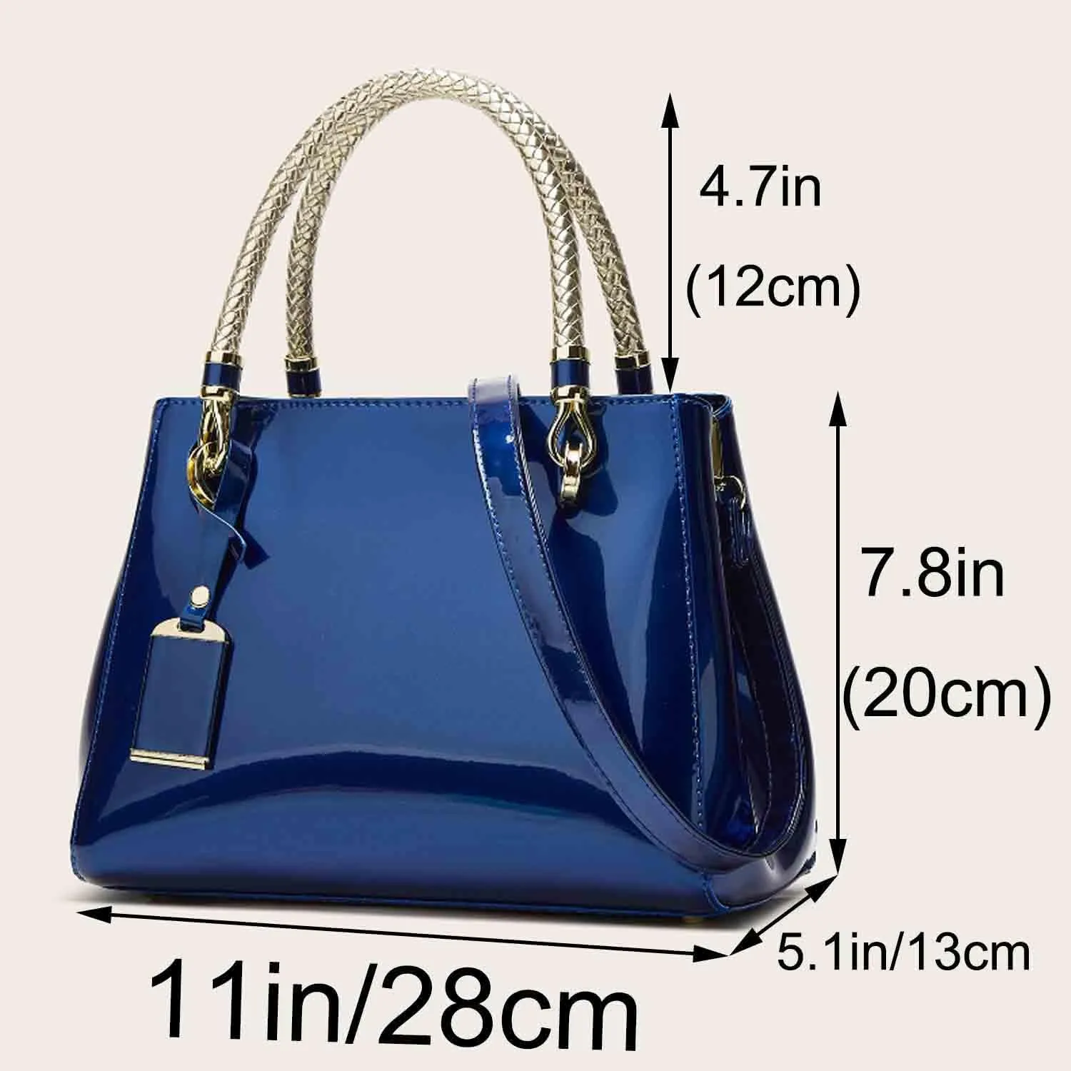 Women Elegant Handbag and Purse Top Handle Bag Patent Leather Tote Satchel Shoulder Bag