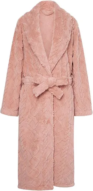 Women Fuzzy Pajama Set Soft Plush Long Bath Robe and Fleece Pants 2 Piece Sleepwear Loungewear Housecoat