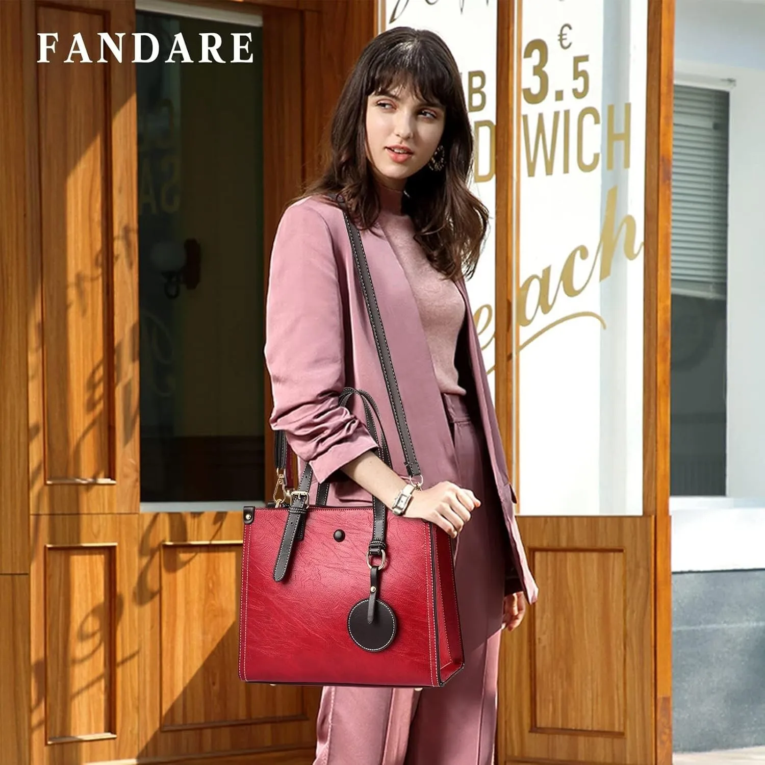 Women Handbag Tote Top Handle PU Leather Shoulder Satchel with Adjustable Shoulder Strap Crossbody Messenger