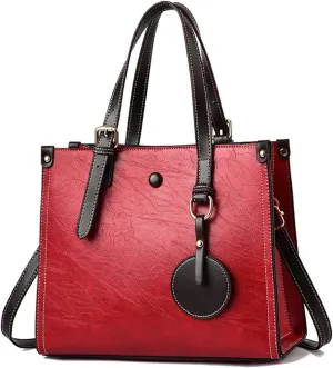 Women Handbag Tote Top Handle PU Leather Shoulder Satchel with Adjustable Shoulder Strap Crossbody Messenger