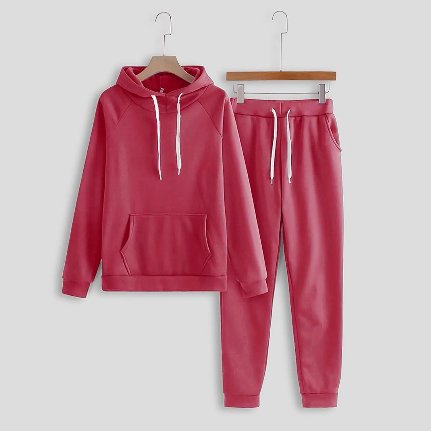 Womens 2 Piece Outfits Suit Solid Color Long Sleeved Hoodie Trousers Sweatershirt Sports Suit Warm Hooded Sport Suit