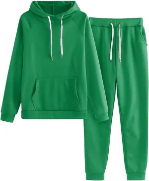 Womens 2 Piece Outfits Suit Solid Color Long Sleeved Hoodie Trousers Sweatershirt Sports Suit Warm Hooded Sport Suit