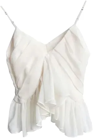 Women's Camisole Summer Pleated V-Neck French Crop Top