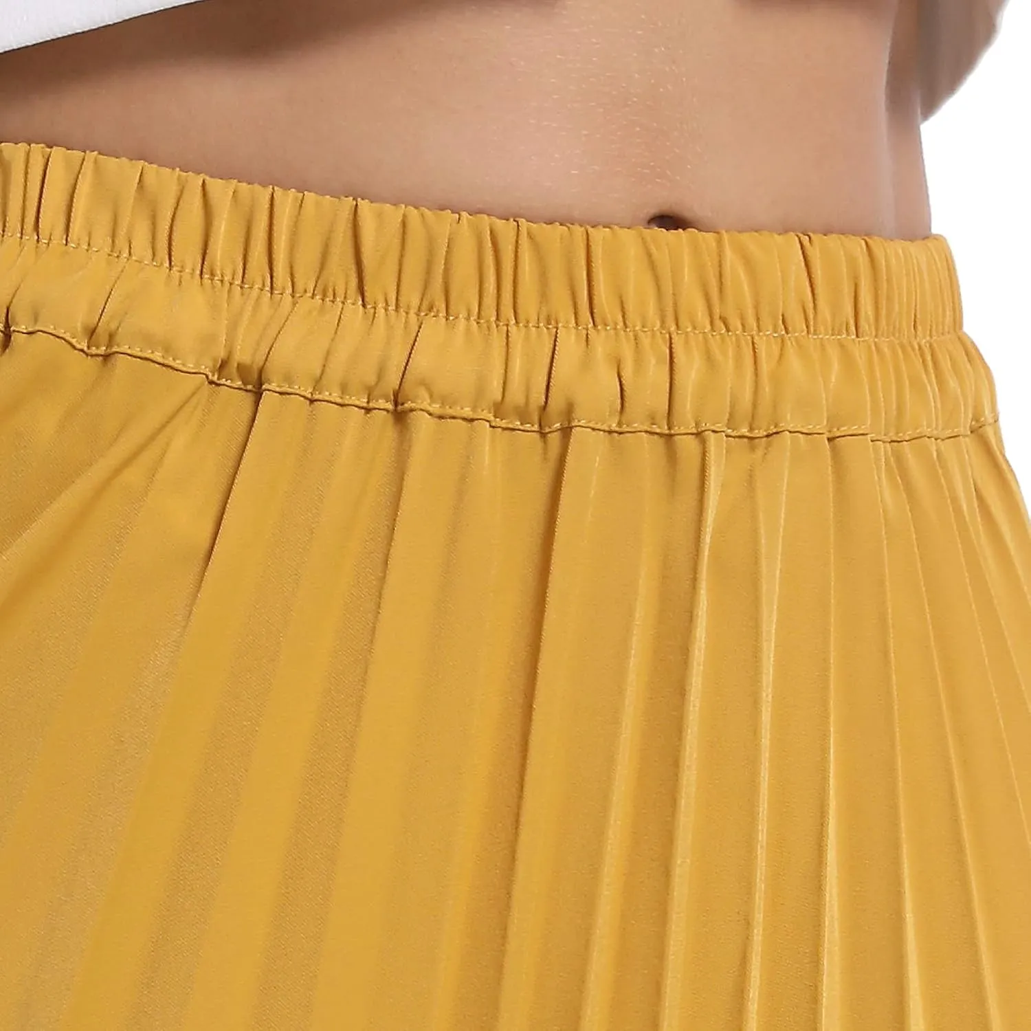 Women's High Elastic Waist Pleated Skirt Midi Long Swing A-line Skirts