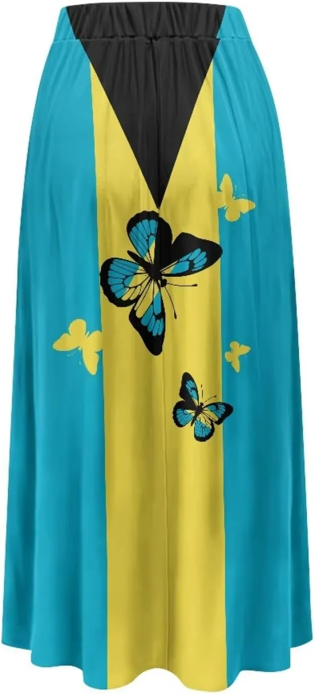 Women's Midi Skirt Elastic Pleated Long Skirts for Women Trendy with Pocket s-2xl