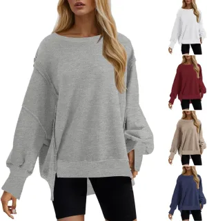 Womens Oversized Sweatshirts 2024 Casual Crewneck Loose Pullover Tunic Tops Shirts Comfy Fall Fashion Clothes