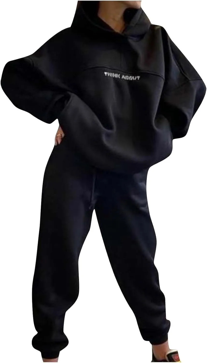 Women's Plus Size 2 Piece Sweatsuits for Women: Black Floral Oversized Lounge Sweat Sets For Women