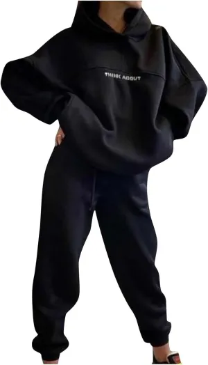 Women's Plus Size 2 Piece Sweatsuits for Women: Black Floral Oversized Lounge Sweat Sets For Women