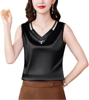 Wvapzxx M-4XL Women Tank Top Spring Summer 2024 Hollow Out Camisole V Neck Korean Casual Sleeveless Vest