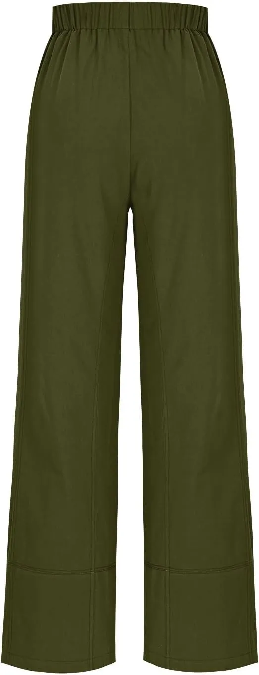 YRAETENM Women Cotton Linen Pants Casual Wide Leg Elastic Waisted Lounge Beach Trousers Travel Vacation Outfits with Pockets